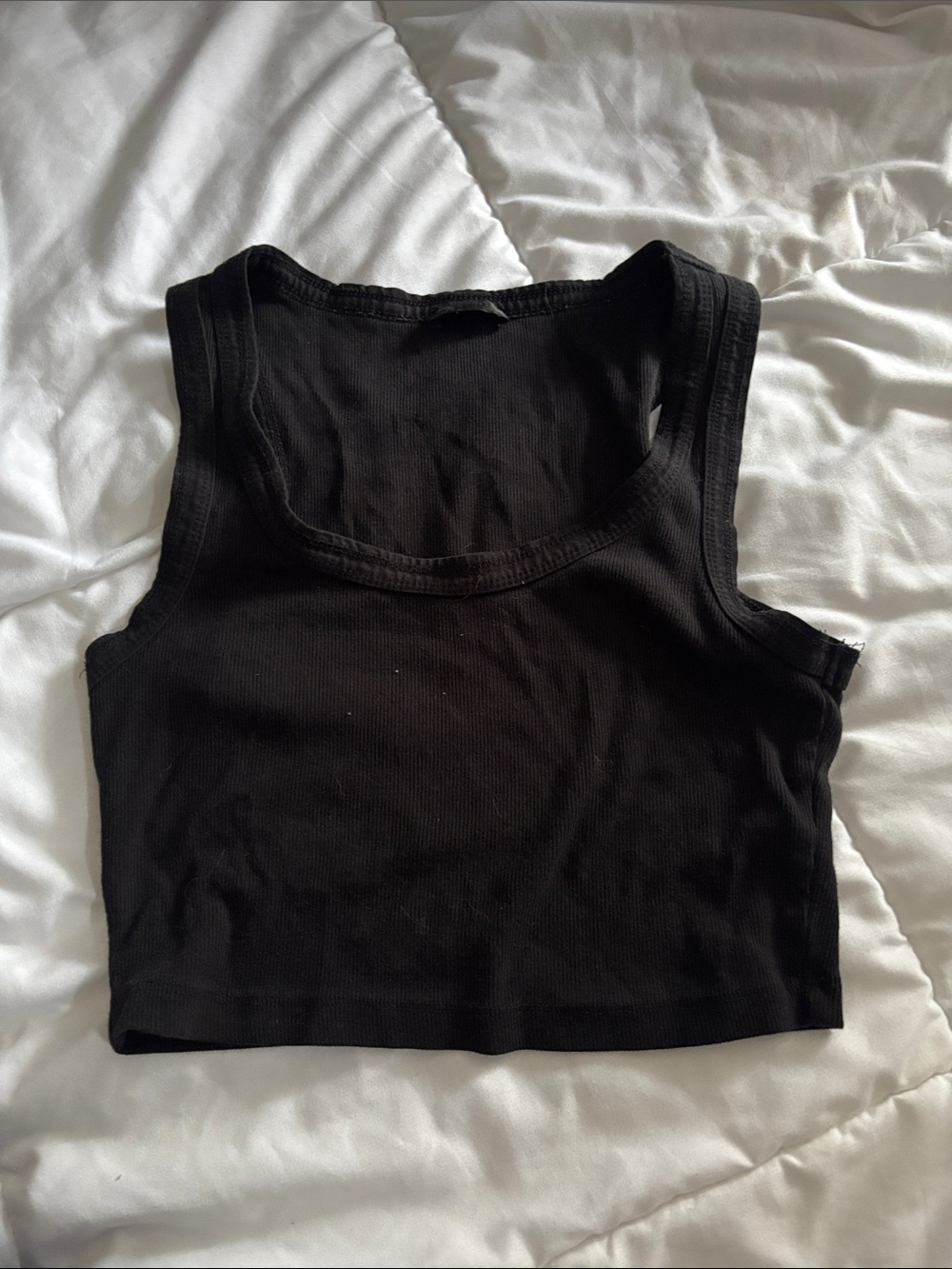Dynamite Black Ribbed Crop Tank